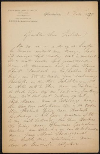 Letter to Philip Zilcken