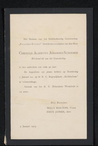 Death notice to Philip Zilcken