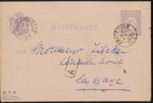 Postcard to Philip Zilcken