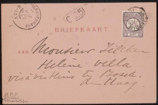 Postcard to Philip Zilcken