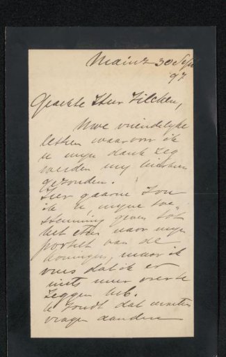 Letter to Philip Zilcken
