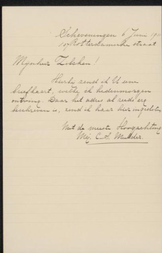 Letter to Philip Zilcken
