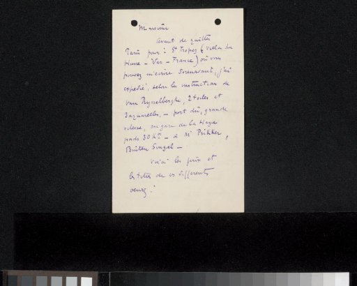 Letter to Philip Zilcken