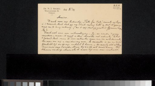Letter to Philip Zilcken