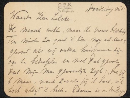 Letter to Philip Zilcken