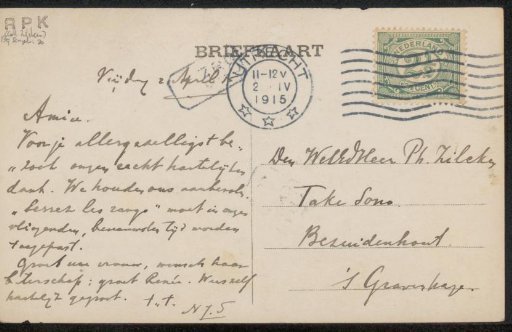 Picture postcard to Philip Zilcken