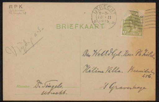 Postcard to Philip Zilcken