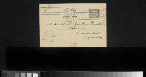 Postcard to Philip Zilcken