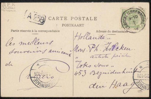 Postcard to Philip Zilcken