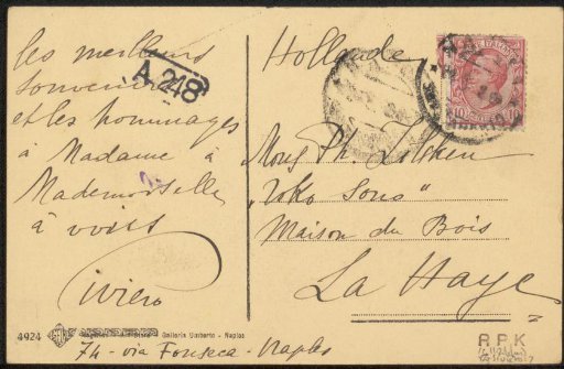 Postcard to Philip Zilcken