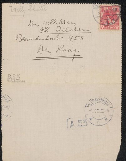 Letter to Philip Zilcken