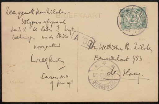 Postcard to Philip Zilcken