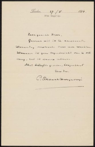 Letter to Philip Zilcken