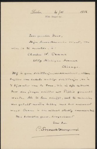 Letter to Philip Zilcken