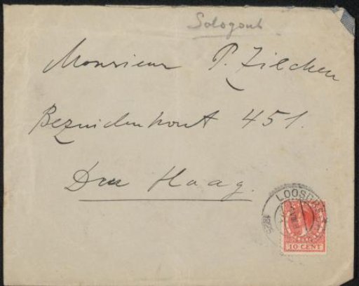 Envelope addressed to Philip Zilcken
