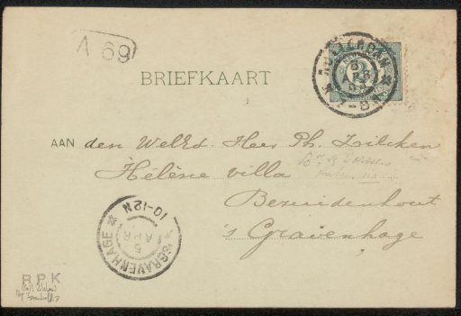Postcard to Philip Zilcken