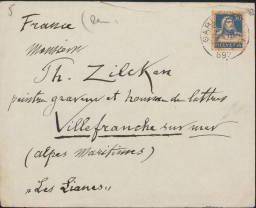 Envelope to Philip Zilcken