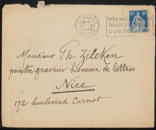 Envelope to Philip Zilcken