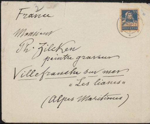 Envelope to Philip Zilcken