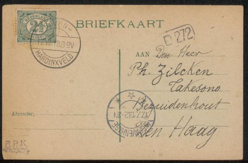 Postcard to Philip Zilcken