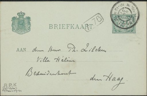 Postcard to Philip Zilcken