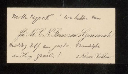 Calling card addressed to Philip Zilcken