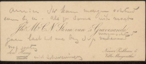 Calling card addressed to Philip Zilcken