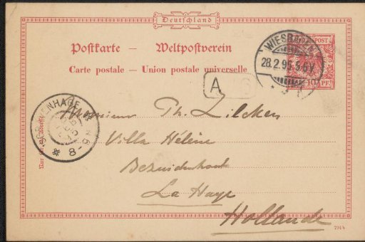 Postcard to Philip Zilcken