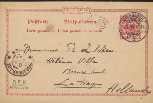 Postcard to Philip Zilcken