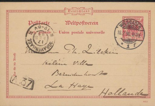 Postcard to Philip Zilcken