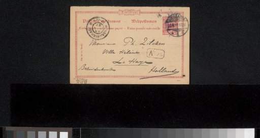 Postcard to Philip Zilcken