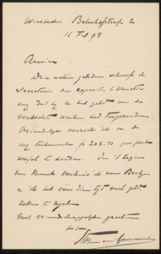 Letter to Philip Zilcken
