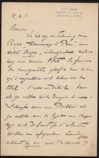 Letter to Philip Zilcken