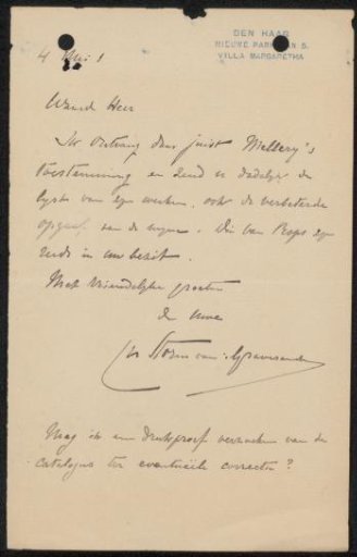 Postcard to Philip Zilcken