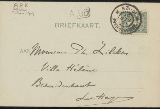 Postcard to Philip Zilcken