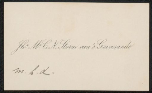 Calling card to Philip Zilcken