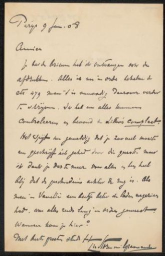 Letter to Philip Zilcken