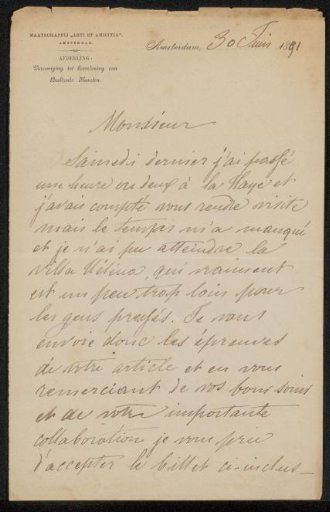 Letter to Philip Zilcken