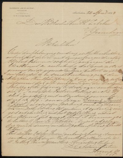 Letter to Philip Zilcken