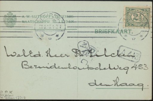Postcard to Philip Zilcken