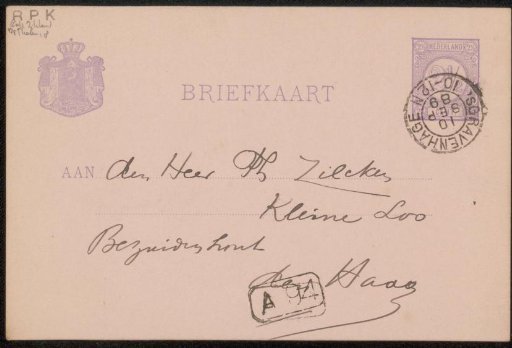 Postcard to Philip Zilcken