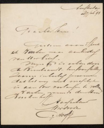 Letter to Philip Zilcken