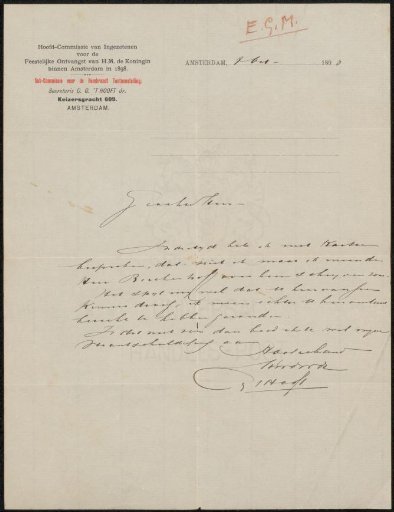 Letter to Philip Zilcken