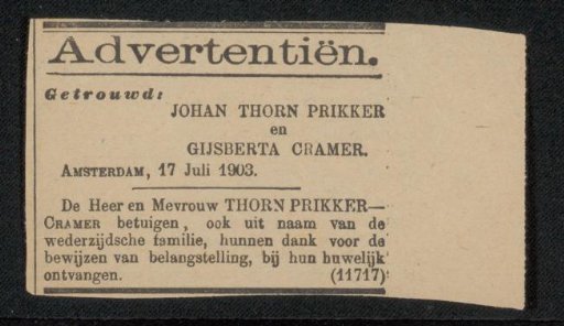 Newspaper clipping from the Philip Zilcken archive