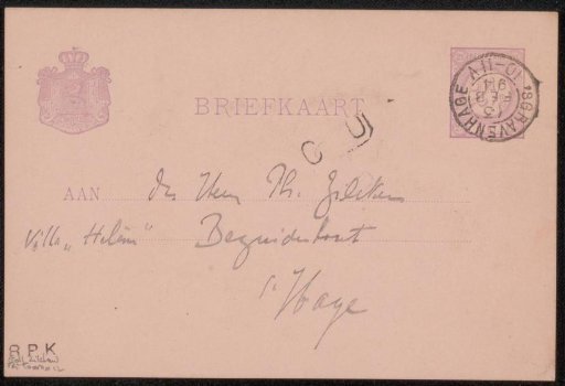 Postcard to Philip Zilcken