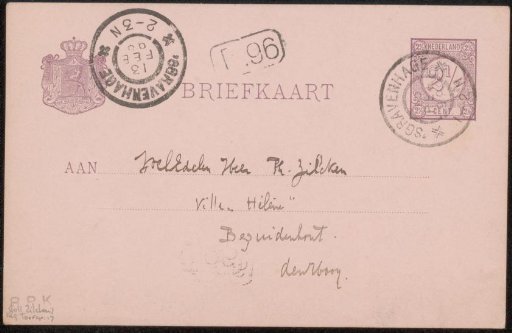 Postcard to Philip Zilcken