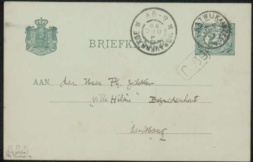Postcard to Philip Zilcken