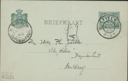 Postcard to Philip Zilcken