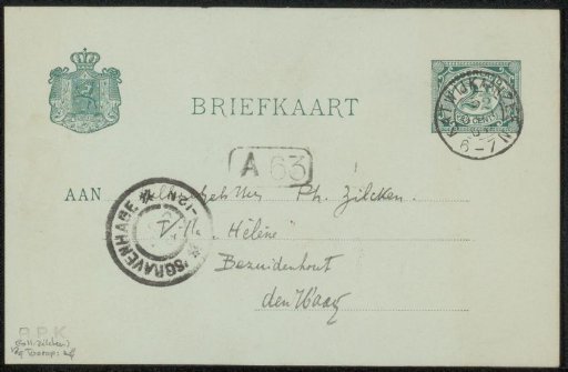 Postcard to Philip Zilcken