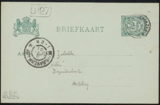 Postcard to Philip Zilcken